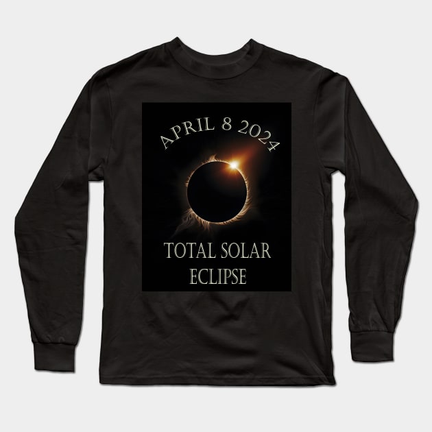 The diamond ring style Solar Eclipse 2024 Long Sleeve T-Shirt by Obotan Mmienu